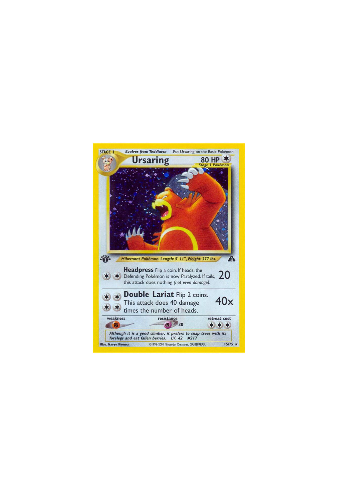 Ursaring Neo Discovery 1st Edition 15/75 NM