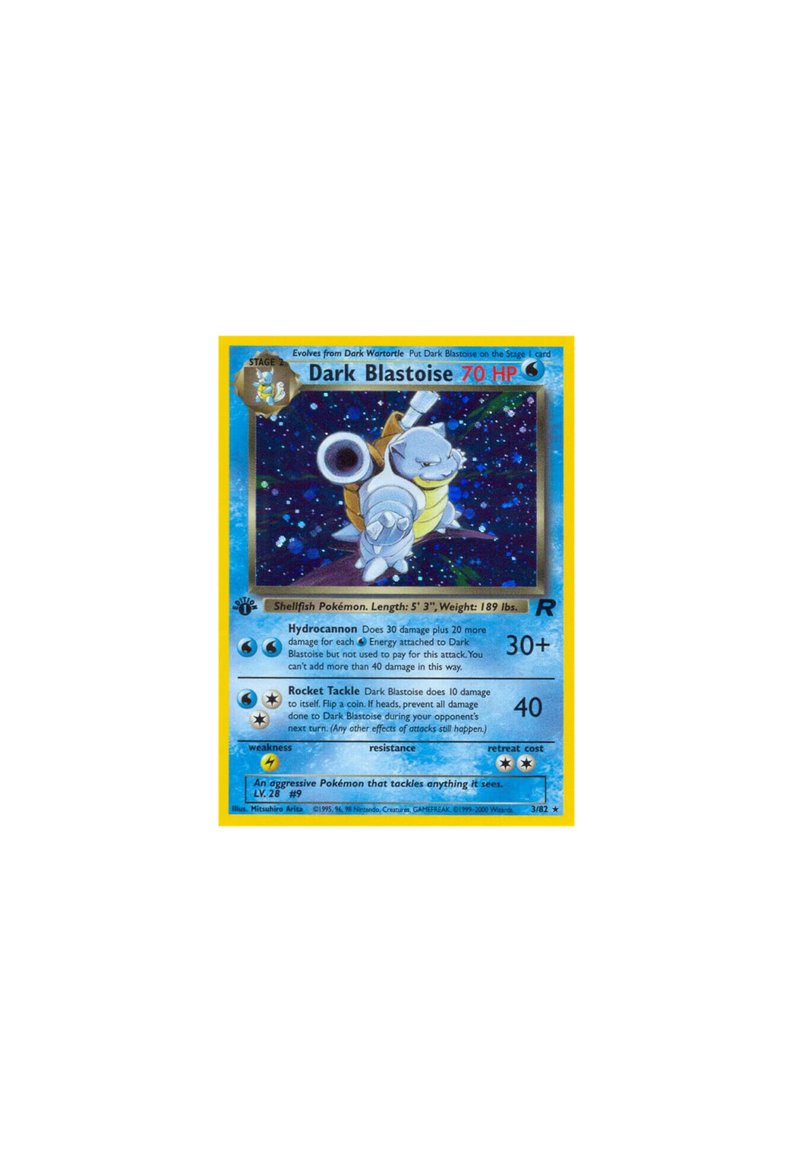 Dark Blastoise Unlimited Holo Foil LP (1 Swirl)